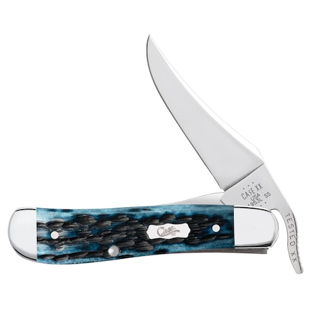 Case Cutlery Knife, Case Pocket Worn Mediterranean Blue Bone RussLock 51859